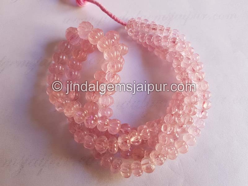 Pink Morganite Carved Pumpkin Beads